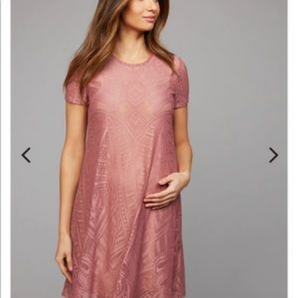 BCBG pink lace maternity dress, size L